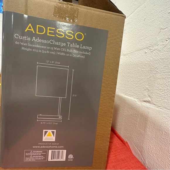 Curtis Adesso Charge table lamp. - Picture 7 of 7